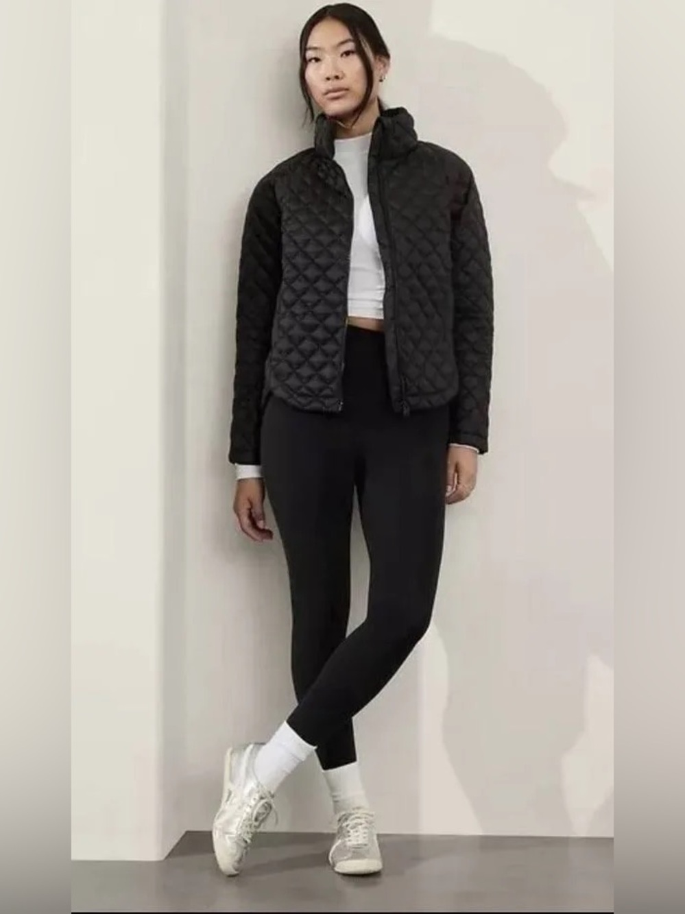 Athleta black quilted whisper featherless jacket sz sm - Picture 4 of 14